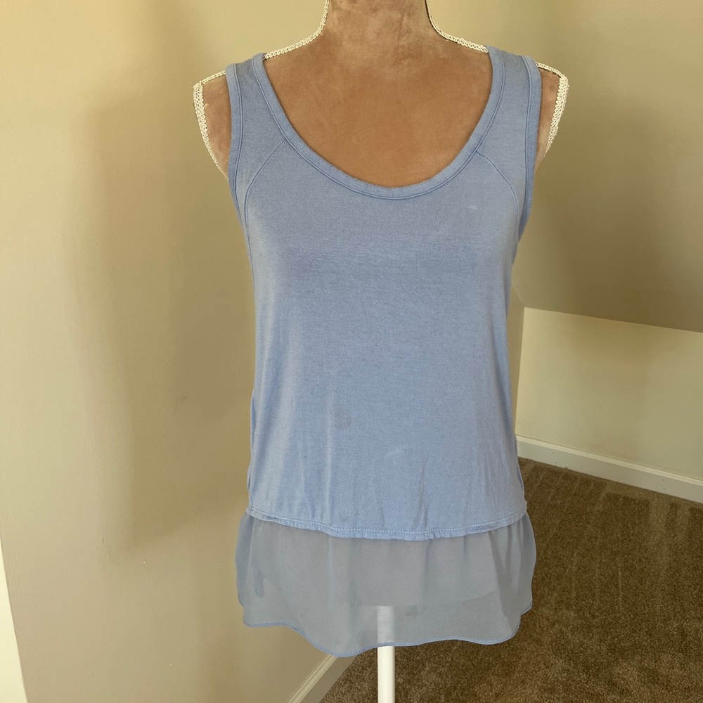 Ellen Tracy Women’s Size Small Light Blue Layering Tank Top with Chiffon Bottom